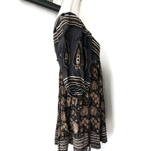 Free People Women's Rain or Shine Printed Dress Black sz S - Picture 4 of 6